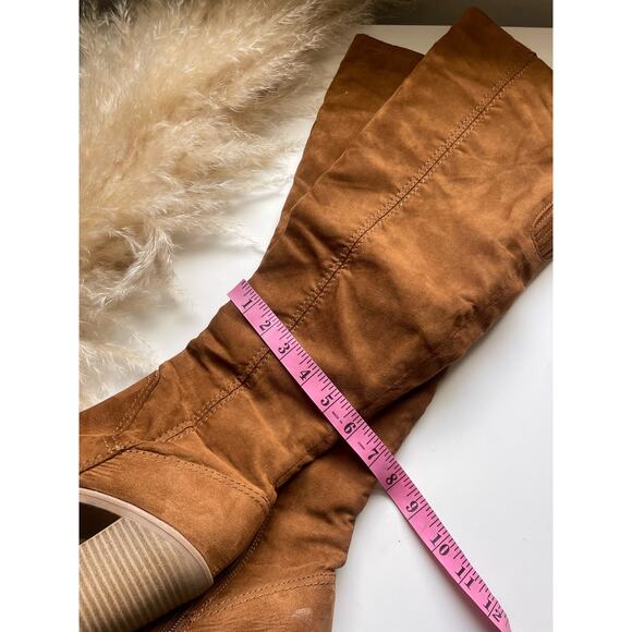 DV Tan Faux Suede Over The Knee Heeled Boots - Picture 13 of 15